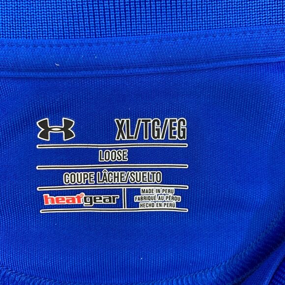 Under Armour Fishing Polo Shirt Mens XL Extra Large Blue HeatGear Sweat Wick - Picture 5 of 13